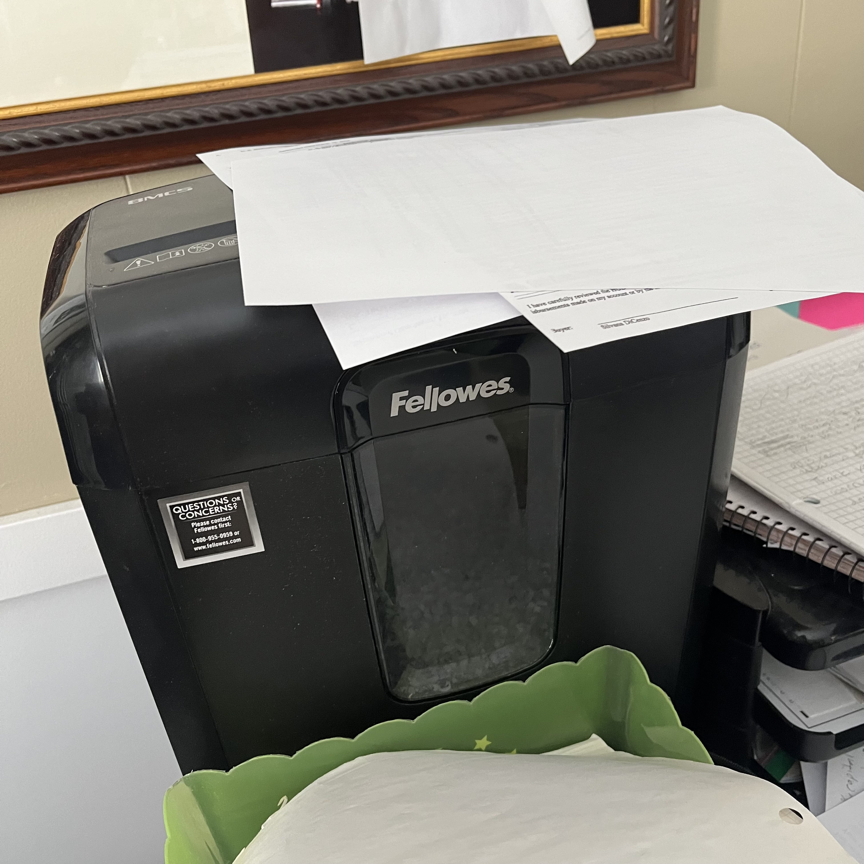 The sound of shredding paper