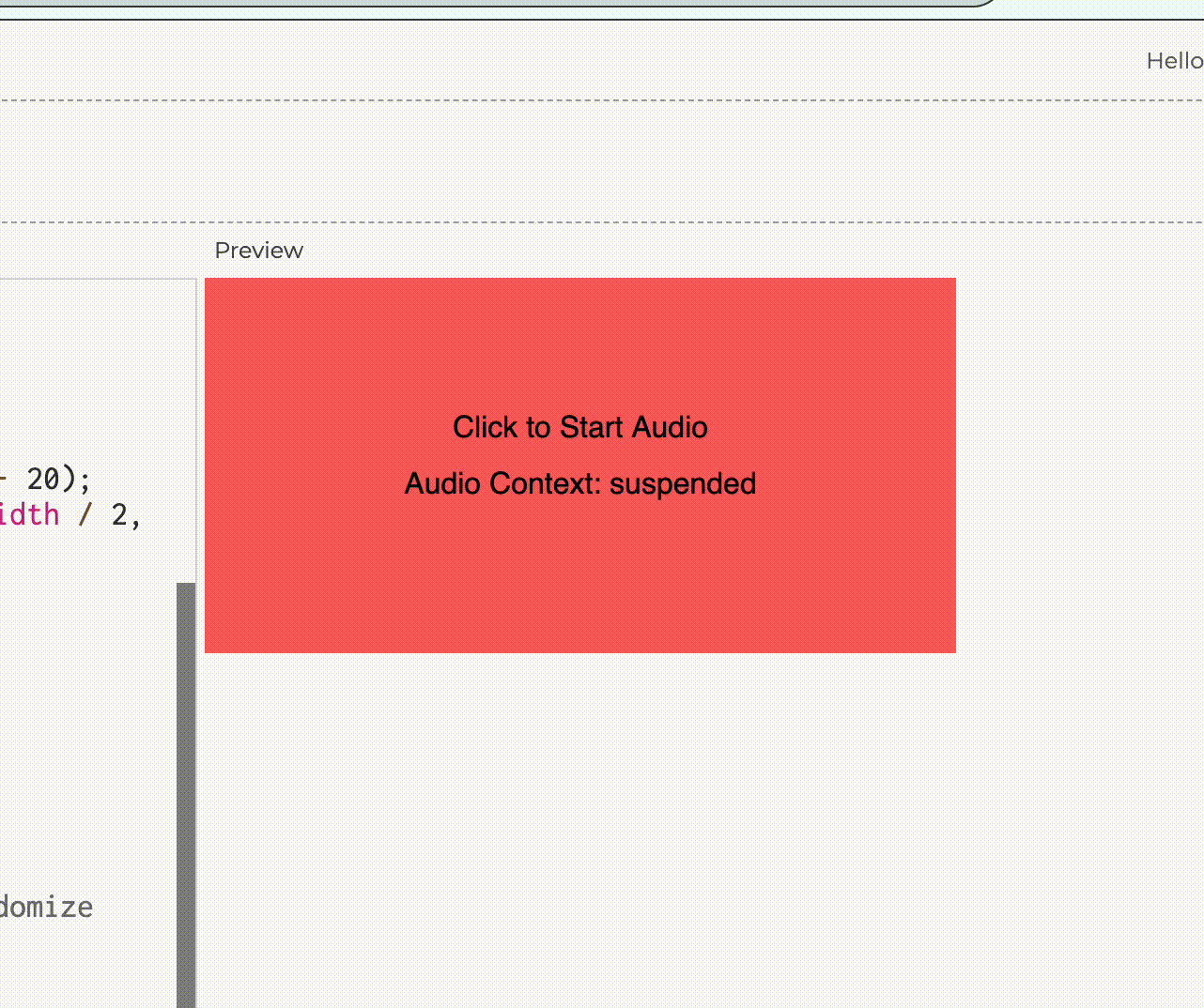 It displays whether the audio is started or stopped.
